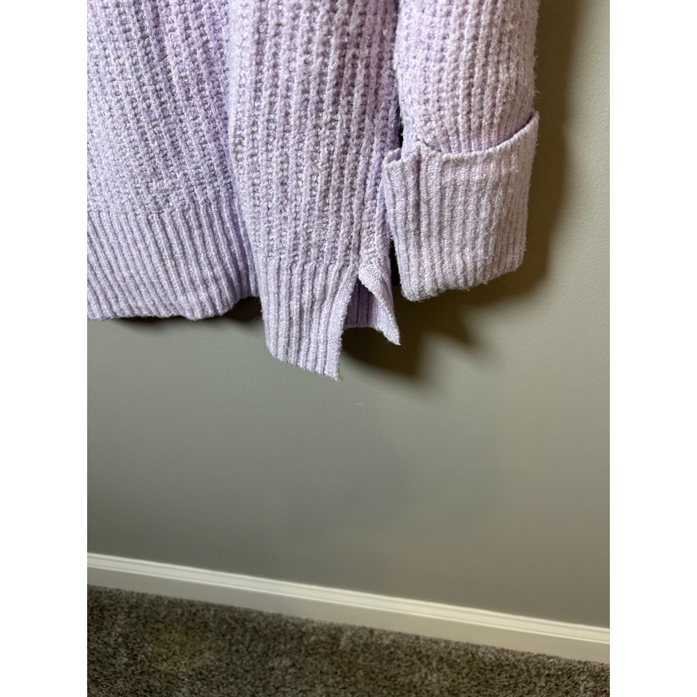 Nine West Lavender Purple Ribbed V-Neck Knit Sweater Large - Picture 6 of 7